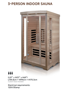 Sauna infrarouge de luxe pour 2-3 personnes - Bois massif, installation facile et rapide, silencieux, prêt à l'emploi pour jardin ou suite parentale - Product Image 2