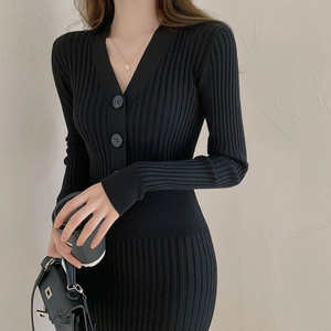 <span class=keywords><strong>Robe</strong></span> <span class=keywords><strong>pull</strong></span> midi élégante en coton de haute qualité, à col en V, ajustée, douce et <span class=keywords><strong>longue</strong></span> - Product Image 3