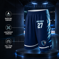 Shorts de basket-ball personnalisés pour équipe, séchage rapide, respirants, en polyester sublimé, avec logo, nom et numéro, vente en gros