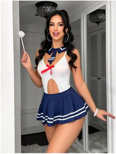 SacKnove Z457 Costume Erotico da Studentessa <span class=keywords><strong>Sexy</strong></span>, Abito Scolastico Aperto per Adulti, Lingerie per Giochi di Ruolo e Cosplay - Product Image 3