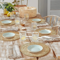 Sous-plat rond moderne et minimaliste en écorce de maïs tressée, résistant à la chaleur, pour table à manger, accessoires de mariage et de maison, dessous de plat