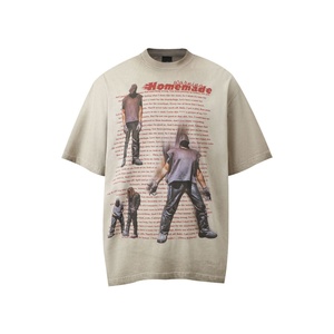 Camiseta de Marca Urbana de Alta Calidad, Corte Regular, Estilo Vintage Lavado, Estampado Oscuro, Manga Corta, 100% Algodón Transpirable - Product Image 3
