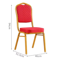 Chaise de Salle à Manger Empilable avec Structure en Acier Métallique et Coussin en Tissu, Dossier en Fer Fleuri, Chaises de Banquet pour Hôtel Intérieur/Extérieur