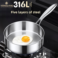KENGQ Luxuriöse 316 Edelstahl Mini-Bratpfanne & Eier-/Kuchenpfannen mit Glasdeckeln für Induktionsherde zu Hause