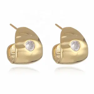 최소 불규칙한 금속 골드 스터드 귀걸이 하이 퀄리티 지르콘 소녀 스터드 귀걸이