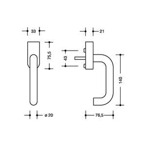 Tirador de ventana HEWI XA 40 mm - Product Image 2