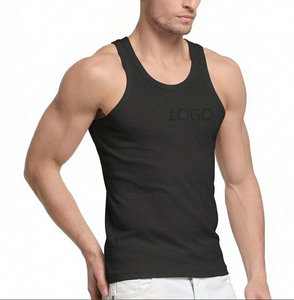 Chaleco Deportivo Personalizado al por Mayor para Hombre, Chaleco de Gimnasio Negro, Chaleco de Algodón Estampado y Bordado al por Mayor, Chaleco Liso para Entrenamiento - Product Image 1