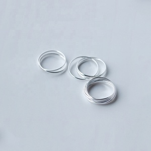 Простое кольцо из стерлингового серебра 925 пробы с тройной Quintuple, гладкое кольцо на костяшки пальца, антистресс, сцепляющиеся Кольца из розового серебра - Product Image 2