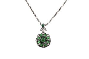 欧美热销复古合金首饰，男女通用玻璃石项链 - Product Image 2