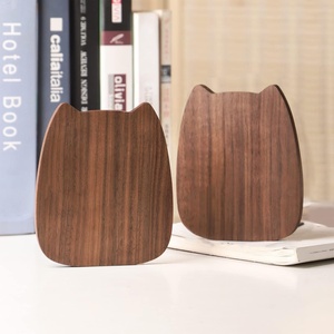 Wood <strong>Bookends</strong> for Shelves <strong>Cute</strong> Book Stopper Beech Book Holder Book Ends for Home Office Desk Decor - Product Image 6