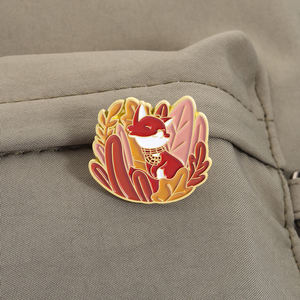 حيوانات كرتون عيد الشكر لطيف القط الثعلب الكذب على دبابيس المينا دبابيس على ظهره هدايا المجوهرات - Product Image 3