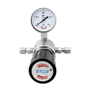 Stcif Stainless Steel Two Stage Pressure Regulator For Nitrogen <b>Oxygen</b> Argon Gas With Gauge - Product Image 1