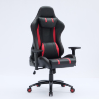 Vente en gros Chaise d'ordinateur en cuir PU noir et rouge Chaise de jeu à dossier haut réglable pour adultes