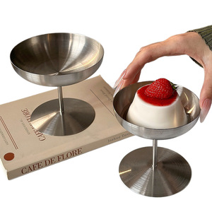 Gobelet à glace en acier inoxydable, plat rond pour collations de fête, pour servir des desserts - Product Image 5