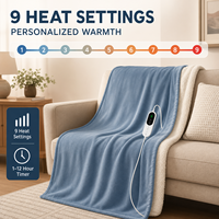 Plaid chauffant 50x60 en flanelle sherpa réversible, 10 niveaux de chaleur, 12 réglages de minuterie, arrêt automatique, protection contre la surchauffe, certifié FC