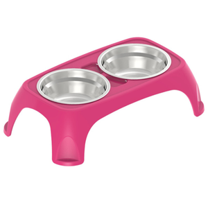 Comedero Doble Elevado Ajustable para Perros, Platos de Acero Inoxidable para Comida y Agua, para Uso en Interiores - Product Image 3