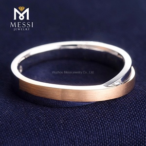 Anelli di Diamanti Messi in Oro Bianco e Rosa 18k, Anelli per Coppie con Fascia Incrociata, Anelli per Matrimonio e Fidanzamento - Product Image 5