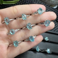 Bague en cristal gris phosphore bleu naturel, incrustation en argent S925, design classique et simple en cristal blanc, vente en gros et au détail disponible