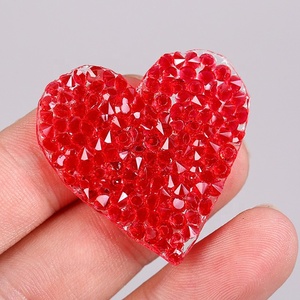 Phụ kiện trang trí quần áo tự làm, miếng dán hình trái tim đính đá 35mm, đính nóng, màu vàng bạc đỏ hồng, kiểu hạt lấp lánh - Product Image 6