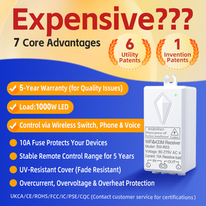 Control Remoto Inalámbrico para <span class=keywords><strong>el</strong></span> Hogar Inteligente, Equipo <span class=keywords><strong>El</strong></span>éctrico Tuya, Interruptor Inteligente WIFI 2.4G, Interruptor <span class=keywords><strong>de</strong></span> Luz Inalámbrico <span class=keywords><strong>de</strong></span> Largo Alcance RF433 - Product Image 3