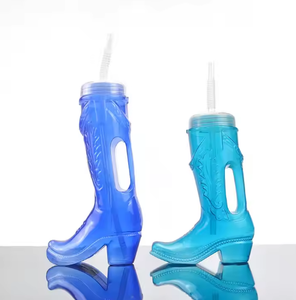 Bachelorette Carnival <b>Party</b> Supplies 900Ml 700Ml Shot <b>Glasses</b> Cowgirl Boot Shape Yard <b>Glass</b> Cup With Straw - Product Image 2