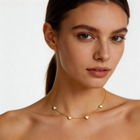 Collier chaîne à maillons en zircon en forme de cœur multi-coquillages plaqué or 18 carats, design classique et raffiné, bijou délicat et minimaliste pour fiançailles et mariage
