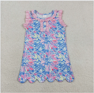 Vestido de Niña con Borde Festoneado Color Rosa Florido GSD3627 - Product Image 3