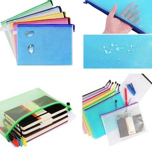 Custom Zipper PVC Mesh File <b>Folder</b> A5 PVC Transparent Grid File Organizer Bag <b>A4</b> Clear Plastic Document Bags for School Business - Product Image 4