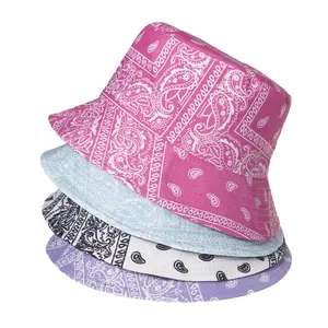 Vendita calda all'ingrosso estate Double Sided Paisley anacardi stampa modello secchio cappello moda Streetwear parasole cappello da pescatore