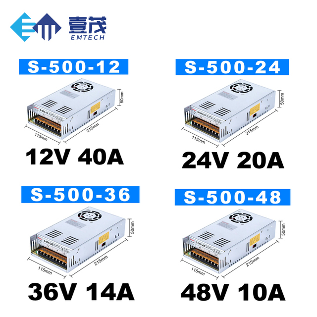 EM High Power 500W-1200W AC-DC Switching Power Supply 5V/12V/24V CE ROHS Overload Protection Stainless Steel 3-Year Warranty
