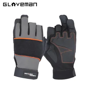 GLOVEMAN механические перчатки с 3 открытыми пальцами для строительства, промышленной безопасности, работ, плотников, защиты рук