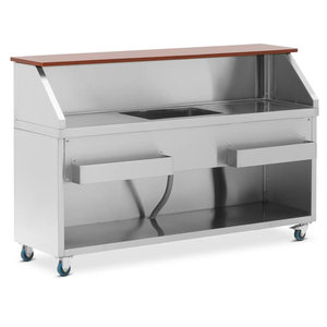 Heavy Duty Stainless Steel Mobile <b>Bar</b> Station, Portable Catering <b>Bar</b> Cart with Sink & Storage for Restaurant Outdoor Event - Product Image 1