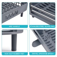 Égouttoir à vaisselle de cuisine extensible en acier inoxydable avec porte-couverts amovible