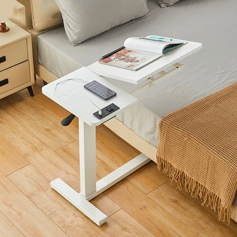 Overbed Table Hospital Bed Table Swivel Wheel Rolling Tray Adjustable Over Bedside Home Desk Laptop Table