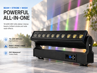 Luz de Matriz Móvil Impermeable IP67 de 10x60W 600W con 140 LEDs de Destello DMX512 RDM 1-30Hz Estroboscópica para Espectáculos Acuáticos Escénicos al Aire Libre