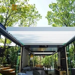 3x4 Automatic Retractable Pergola System Modern Exterior Backyard Mirador Waterproof Aluminium Motorized Louver Roof Awning