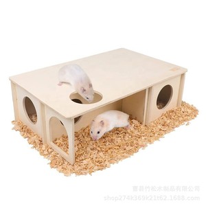 บ้านหนูแฮมสเตอร์ไม้ทรงสี่เหลี่ยม บ้านไม้สีธรรมชาติ บ้านสัตว์เลี้ยงขนาดเล็ก น้ำหนัก 1 กก. - Product Image 3