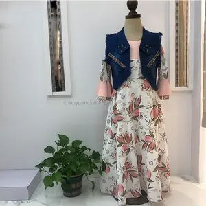 Vestido musulmán elegante de moda para niña, vestido de vacaciones para 12 años