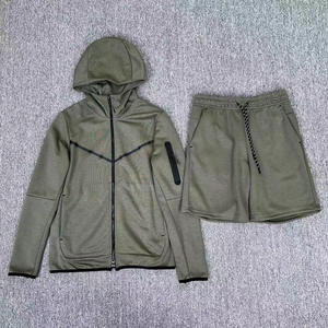 Erkekler için 2025 eğitim fermuar spor elbise katı desen <span class=keywords><strong>Sweatpants</strong></span> ve spor ceket koşu Joggers bahar sezonu için Set - Product Image 6