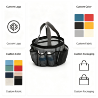 Panier de Douche en Maille PVC BSCI avec Poignée, Séchage Rapide, Sac de Voyage Portable pour Cosmétiques et Articles de Toilette