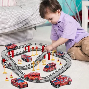 Samtoy 24PCS 1:64 मर डाली धातु मॉडल कार स्लॉट दौड़ कारों खिलौने आग ट्रक खिलौना बच्चों के लिए रेस ट्रैक