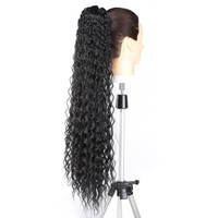 En gros Noir Long Bouclés Ondulés Cordon Queue De Cheval Avec Peigne Invisible Synthétique Naturel Ondulé Extension De Cheveux Pour Les Femmes