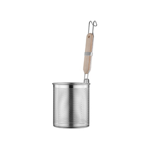 Stainless Steel Perforated Strainer Set With Wooden Handle For Kitchen Cooking And Food <b>Draining</b> Multiple Sizes Available - Product Image 5