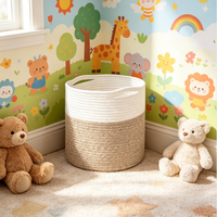 Grand panier à linge pliable en corde de coton rustique, couleur personnalisable, design multifonctionnel et écologique pour le rangement des vêtements