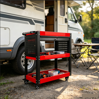 Chariot à outils métallique à 3 niveaux, capacité de 300 kg, chariot de rangement industriel, taille personnalisée pour garage et atelier