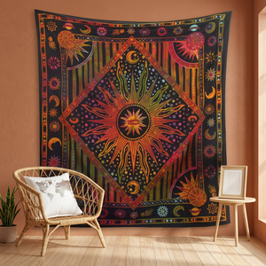Tapisserie murale Hippie Soleil et Lune pour chambre à coucher, méditation, style bohème, psychédélique, indien, hippie - Product Image 3