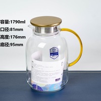 Hxglass Pichet à eau en verre borosilicaté 1800ml Grand pot à jus de lait ambré clair Bouilloire à eau chaude froide Wasserkocher