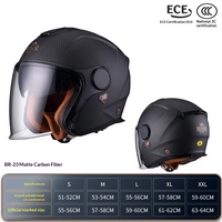 Casco BEON BR23 de Fibra de Carbono 3/4 con Doble Visor, Certificado 3C, Diseño Retro Abierto para Motocicleta y Bicicleta Eléctrica, Ligero para Todas las Estaciones