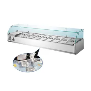 Salada atacado bar exibição contador worktable freezer com bandejas geladeira bar salada