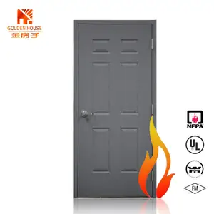 16 gauge galvanized six panel soundproof steel door hollow acoustic metal steel fireproof door for hotel